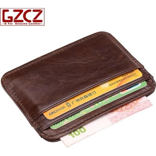 100% Genuine Leather ID Credit Card Holder Short Wallets ID Credit Card Holder Men Wallet billetera hombre