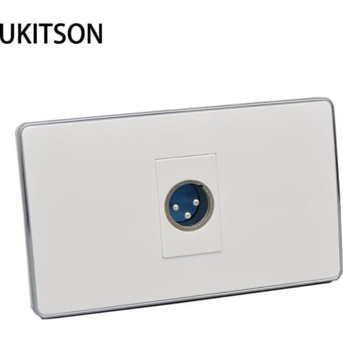 120mm XLR Male Wall Plate Free Solder White Panel 3 Pins Microphone Plug Connector