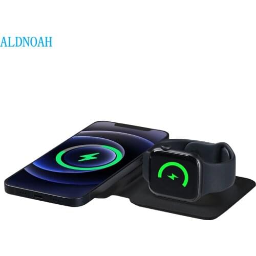 ALDNOAH New 2 In1 Dual Magnetic Wireless Charger For IPhone12 /Pro/Pro Max/Mini Charger 15W Fast Charging For AirPods Watch