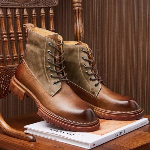 2021 Mens Winter Shoes Fashion Army Boots Men Pointy Toe Men Boots Genuine Leather 11#20/10d50