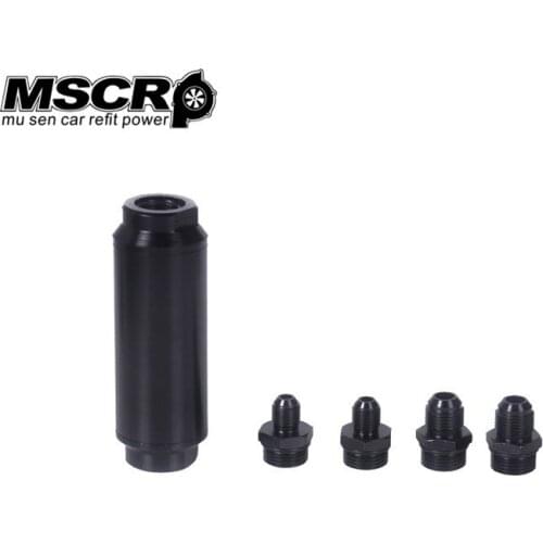 44mm Fuel filter with 2pcs AN6 and 2pcs AN8 adaptor fittings with 60micron steel element BLACK