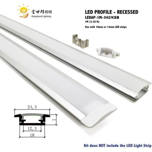 10pcs 1 meter recessed aluminum led profile aluminum slot with PC for led strip lignt led bar light width 10mm-12mm led housing
