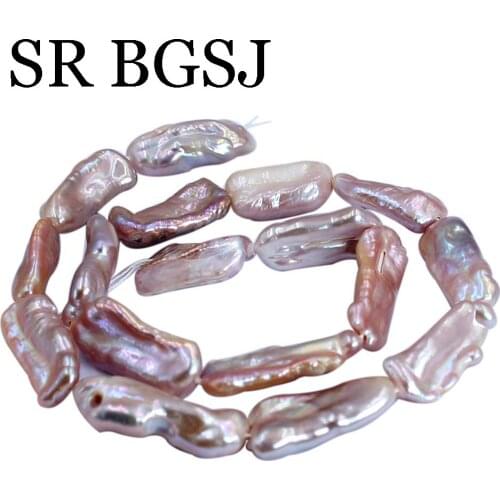 Free Shipping 8-10x18-20mm Purple Biwa Baroque Reborn Keshi Natural Pearl Handwork DIY Beads for Jewelry Making 14"