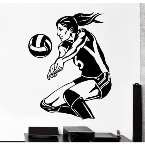 Free shipping womens volleyball vinyl wall stickers living room bedroom mural art of home decoration wall decals sports Y-42