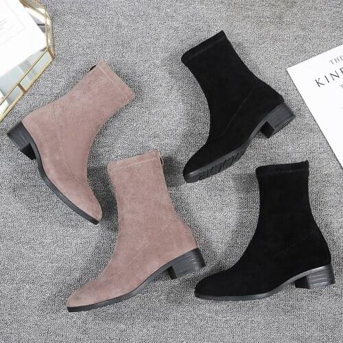 Large Short Boots Women Autumn 2020 New Square Martin Boots Elastic Thin Boots Children