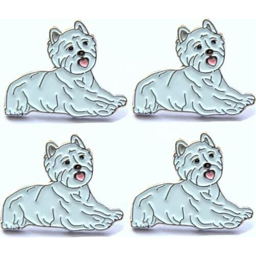 LOTS 5pcs Westie Lapel Hat Cap Tie Pin Badge Animal Brooch West Highland White Terrier Dog Fans Gifts Jewelry 2.5 X 2 CM