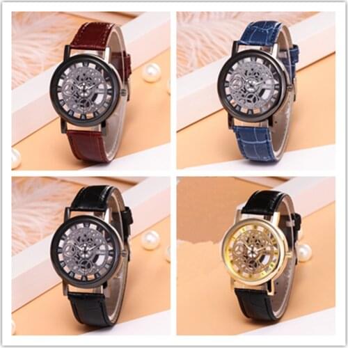 Fashion Hollow Leather Strap Classic Black Dial Men Women Couple Watches Luxury Clocks Casual Quartz Watch Gift 2020 Reloj Mujer