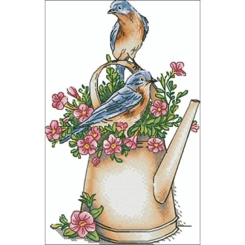 Flower pot and bird patterns Counted Cross Stitch 11CT 14CT 18CT DIY Chinese Cross Stitch Kits Embroidery Needlework Sets