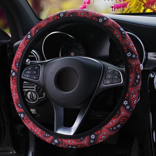 Floral Print Bohemia Style Car Interior Accessories Steering Wheel Cover 37-38CM Diameter Car-styling