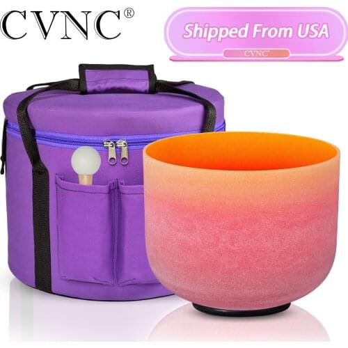 CVNC 8 Inch Frosted Rainbow Crystal Singing Bowl E Note Solar Plexus Chakra for Controlled metabolic activity with 1pc Carry Bag