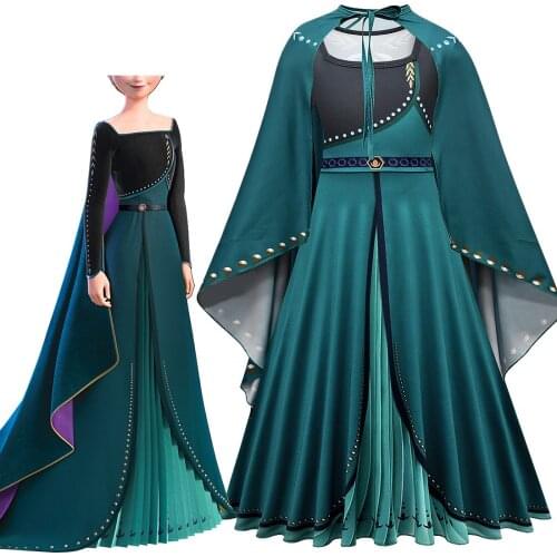 Frozen childrens dress, child girls dress, long skirt, detachable cape, cosplay dress, Princess Anna dress ta01
