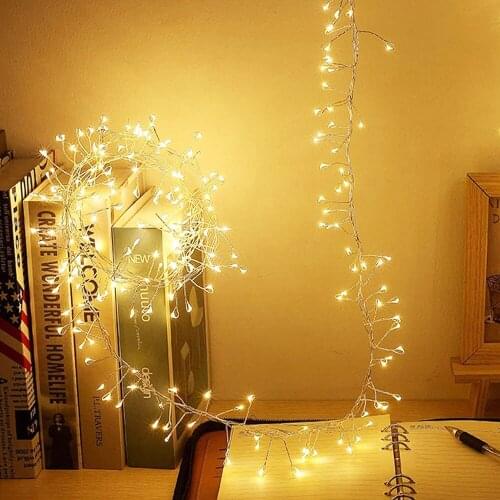 2m100leds/5m200leds Firecracker String Lights LED Battery Operated Firecracker Lamp New Year Christmas Wedding Party Decor Light