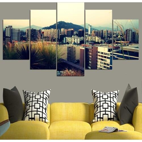 HD Canvas Printed Painting 5 Piece Wall Art Santiago Centro Atardecer Home Decor Poster Picture For Living Room