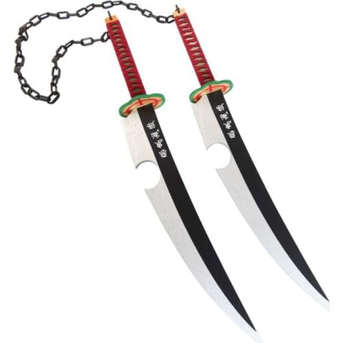 Kimetsu No Yaiba Tengen Uzui Twin Swords Cosplay Replica Weapon Props for Hallween Christmas Party Events Carnival PVC Props