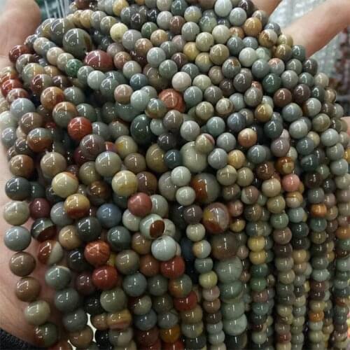 6/8/10mm Natural Round Ocean Wood Fossil Stone Beads For Jewelry Making Beads Bracelets 15'' Needlework DIY Beads Trinket