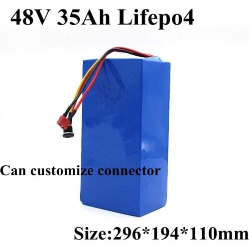 Customize 48V 35AH Lifepo4 Lithium Battery Long Cycle Life BMS for 2500w Tricycle Solar Scooter Bike Tricycle + 5A Charger