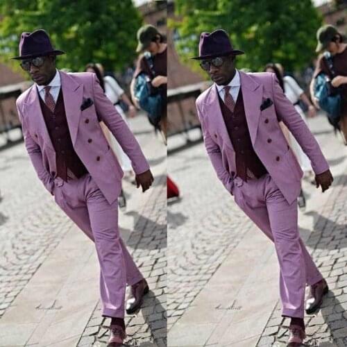 Spring Summer Men Tuxedos Fashion Slim Fit Peaked Lapel Groom Mens Pants Suits Business Prom Dinner Blazer Suit (Jacket+Pants)