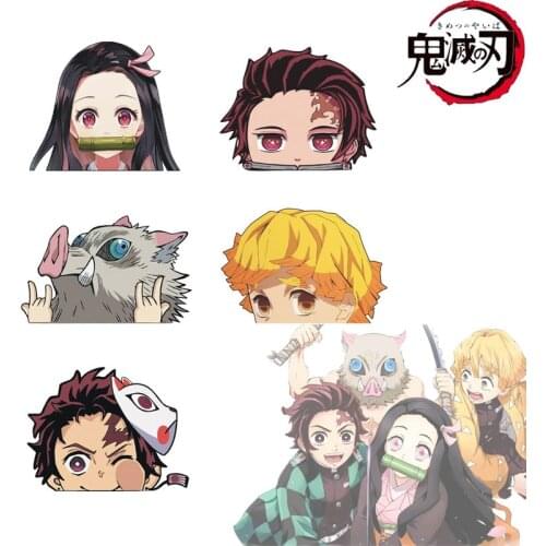 New Demon Slayer Anime Cartoon Car Sticker Nezuko Kamado Tanjirou Big Head Anime Auto Decal Personality Car Assessoires