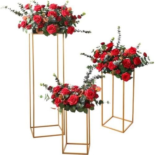 New style Gold Color Metal Flower Stand Column Stand for Wedding Table Centerpiece Decoration