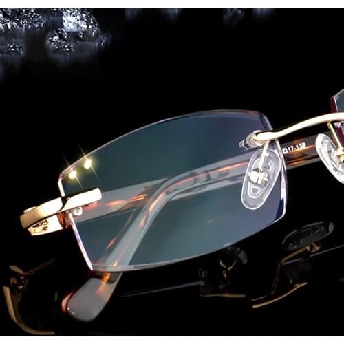 Diamond Cutting Gradient Readers Reading Glasses Men Women Rimless Stylish Tinted Presbyopia Anti Blue Ray Fatigue Uv Protection
