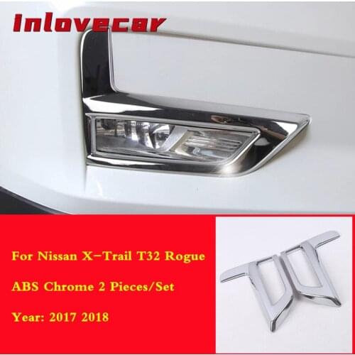 Front + Rear Fog Light Lamp Cover Chrome Bumper Reflector Accessories For 2017-2020 Nissan Rogue X-Trail T32 Facelift XTrail