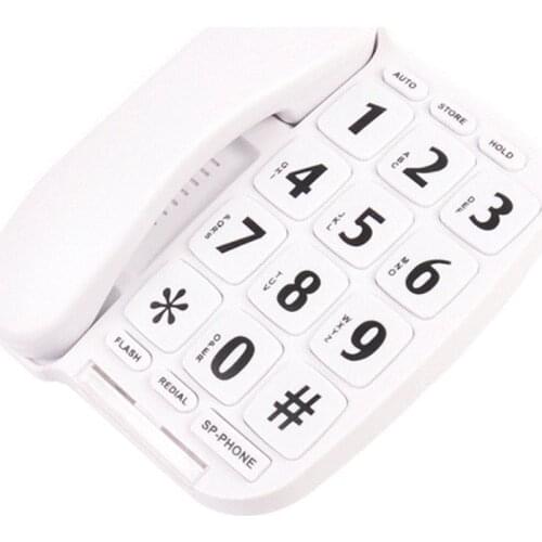 Corded Phone Big Button Phone Telephone Landline for Seniors, Adjustable Volume, Call Hold, Handsfree Speaking- White