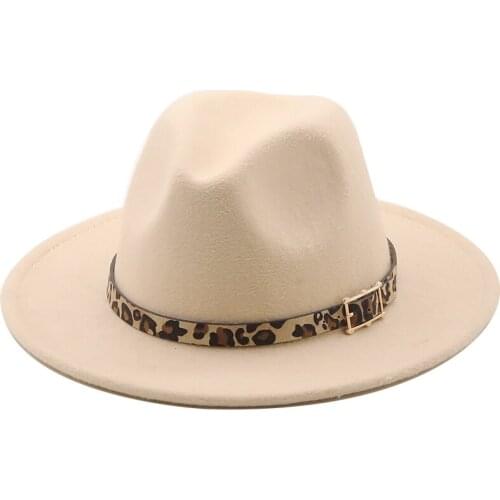 New wool Fedora Hat Women Men Imitation Wool Felt Hats with Metal Chain Decor Panama Fedoras Chapeau Sombrero