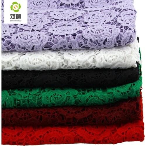 ShuanShuo Embroidered polyester lace clothing fabric milk silk material water soluble lace cloth embroidery lace 110*50cm