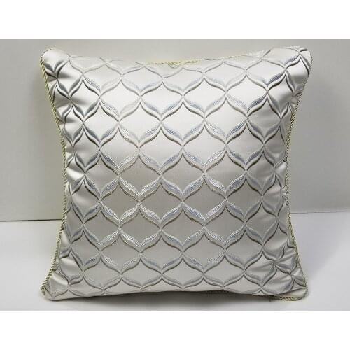 Contemporary Heavy Geometric Checks Woven Jacquard Decorative Pillow Case Sofa Chair Rope Pipping Cushion Cover 45x45cm 1pc/lot