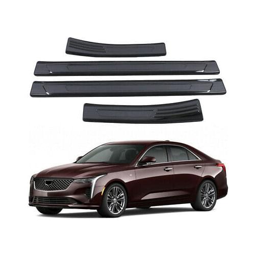 Steel Accessories Black Outer Door Sill Scuff Plate 4pcs For Cadillac CT4 2020