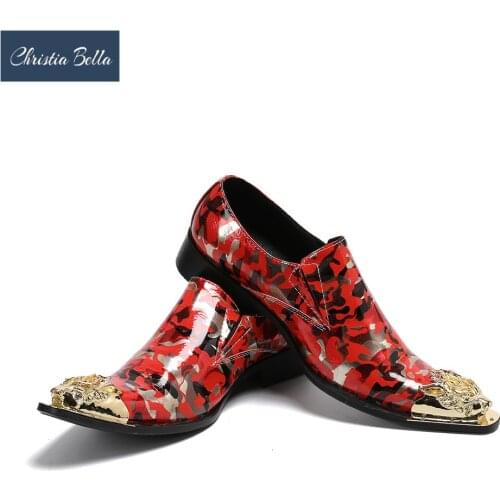 Christia Bella Trend Party Men Shoes Fashion Loafers Print Leather Casual Shoes Crocodile Pattern Design Club Career Work Shoes