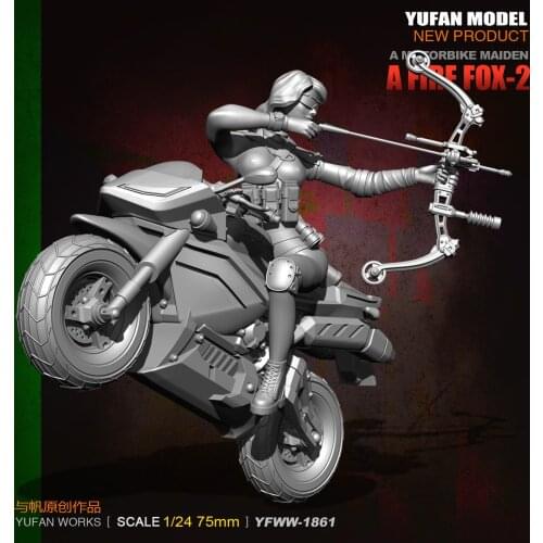 YuFan Model and sail original 1/24 electric bicycle female shooter resin soldier YFWW-1861 KNL Hobby