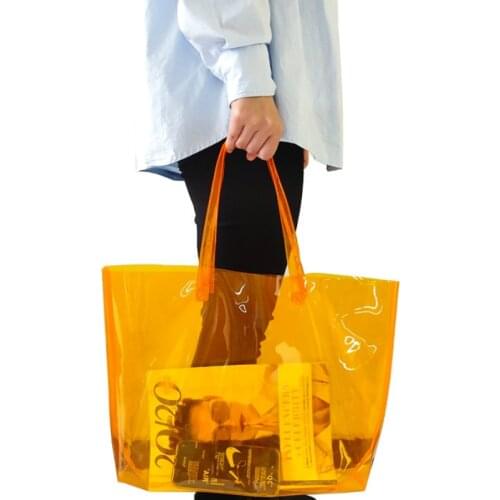 Women Bag Transparent PVC Tote Bag Fashion High-Capacity Handbag Shopping Bag Travel Bag Euro-America Style