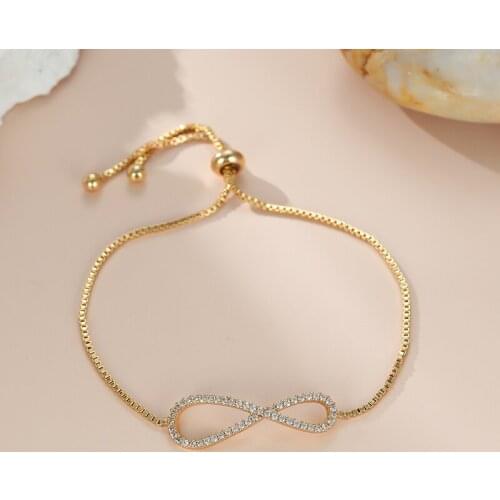 Push-Pull Adjustable Gold Bracelet for Women Hollow Geometric 8 Shape Pendant Chain Bracelet Female Birthday Anniversary Gift