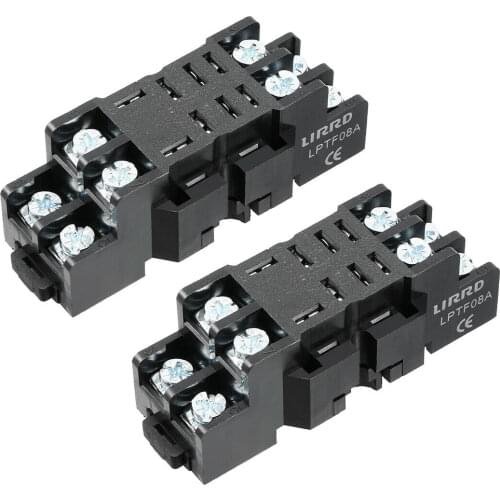 2Pcs 10A 8P DIN Rail Mount Power Relay Socket Base Holder