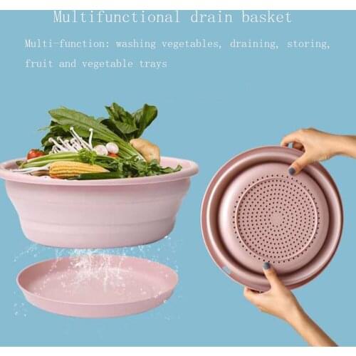 2-in-1 Double-Layer Multi-Function Drain Basin Folding Washbasin Kitchen Drain Basin Three Colors Optional 2021 New