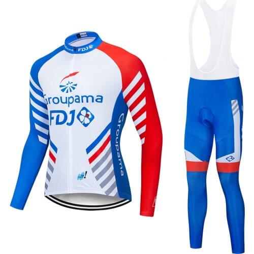 2020 FDJ Long Sleeve Pro Cycling Jersey Set Racing Bike Clothes Wear Maillot Ropa Ciclismo MTB Bicycle Cycling Clothing Suit