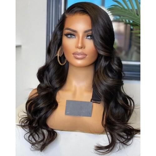 26 inch Brazilian Human Hair Lace Front Wig For White/Black Women With Babyhair Body Wave Natural Hairline Can Dye Straight Soft