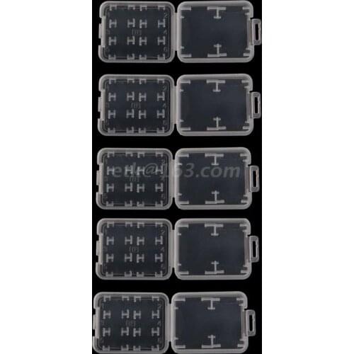 5PCS 8 in 1 Plastic Transparent Standard SD SDHC Memory Card Case Holder Box Storage