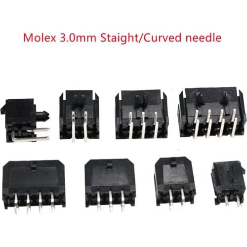 50PCS/1LOT Small 5557 Molex 3.0mm Connector Female Socket Staight/Curved Needle For PC Notebook Power 2*1P 2 3 4 5 6 7 8 9 10Pin