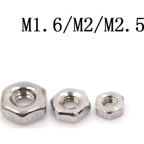 50Pcs/lot M1.6 M2.0 M2.5 304 Stainless Steel Hex Nuts Hexagon Nuts Wholesale