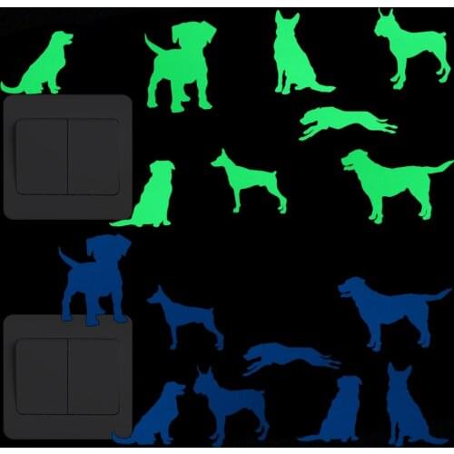 8pcs Dog Glow in the Dark Wall Sticker Luminous Cartoon Animal Switch Sticker for Kids Room Decoration Phone Laptop Home Decor