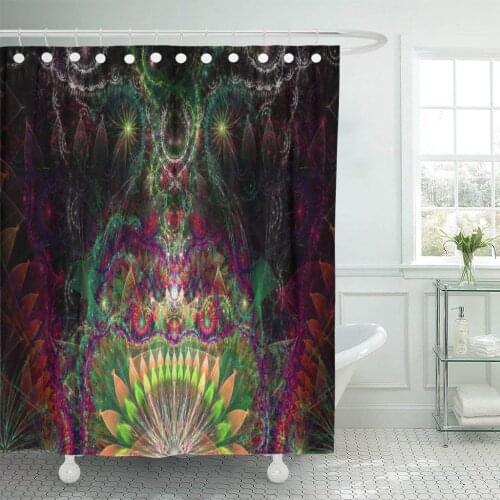 Abstract Psychedelic Colorful Alien Like Flower in The Center Shower Curtain Waterproof Polyester Fabric 60 x 72 Inches