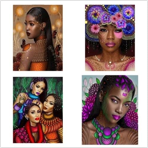 Daimond Painting 5D Full Square/ Round "African Woman" Diamond Embroidery Resin Rhinestone Crystal Cross Stitch DIY Home Decor