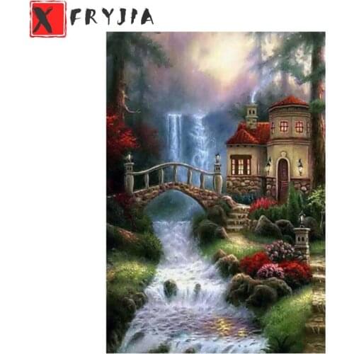 Diamond Painting Natural scenery, waterfall garden 5d Diamond Embroidery Full Diamond Mosaic Cross Stitch Rhinestone Decoration
