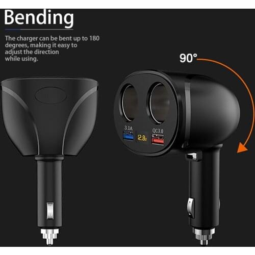 Quick Charge QC3.0 3.1A Dual USB Car Charger Fast Charging Quick Charge Power Adapter With Double Cigarette Lighter Socket Split