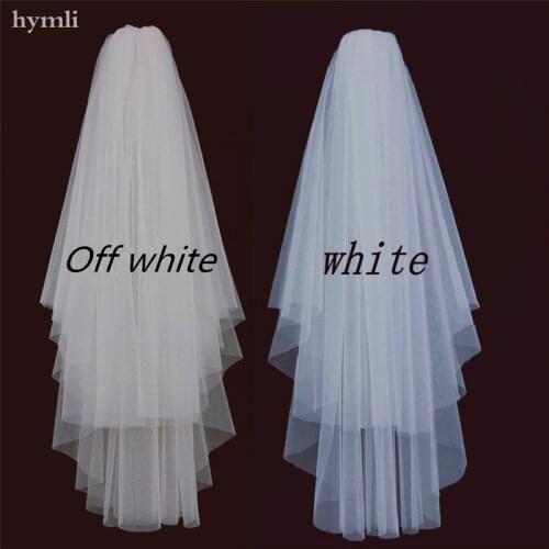 White / Off white / Ivory /Champagne / Black Bridal Veils 2 layers Metal Comb Cut Edge Soft net Wedding Veil Wedding Accessories