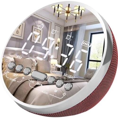 New Digital Alarm Clock Bluetooth Speakers,LED Portable Bedroom Desk Bedside Clocks with Mirror FM Radio USB Port Charg
