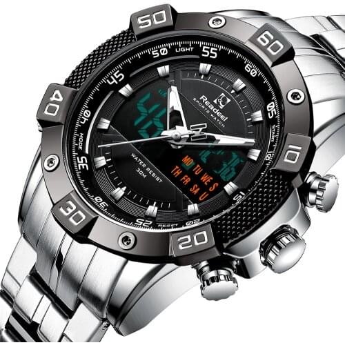 Readeel Luxury Brand Men Analog Digital Stainless Steel Sports Watches Mens Military Watch Man Quartz Clock Relogio Masculino