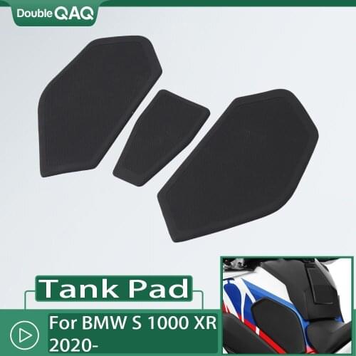 For BMW S1000XR 2020 2021 3 Pieces Motorcycle Accessories Black Stickers Side Fuel Tank Pad Kit